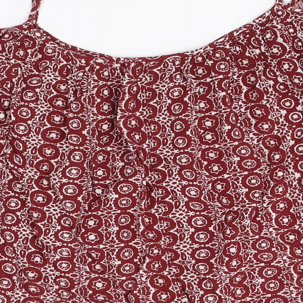 Atmosphere Womens Red Geometric Viscose Basic Blouse Size 10 Square Neck