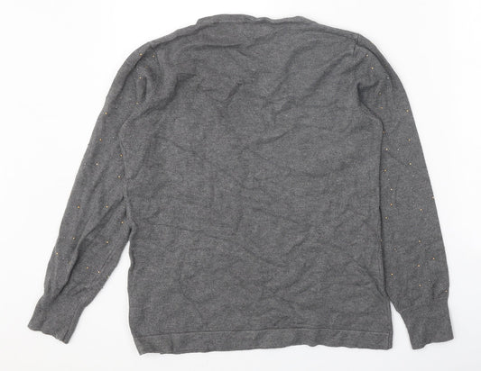Klass Womens Grey Round Neck Viscose Pullover Jumper Size M