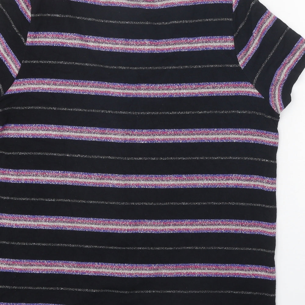 TU Womens Black V-Neck Herringbone Viscose Pullover Jumper Size 14