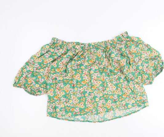 George Womens Green Geometric Viscose Cropped Tank Size 12 Off the Shoulder