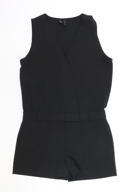 Womens UK Size M Mango One-Piece Black Playsuit
