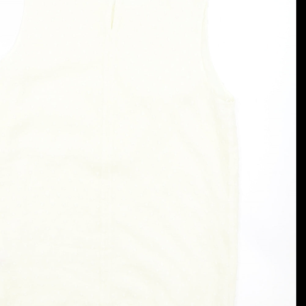 TU Womens Ivory Polyester Basic Blouse Size 12 Round Neck