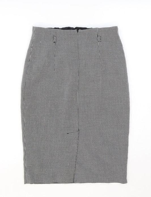 Marks and Spencer Womens Black Geometric Polyester Straight & Pencil Skirt Size 8 Zip
