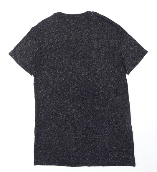 Divided Womens Blue Polyester T-Shirt Dress Size 6 Round Neck Pullover
