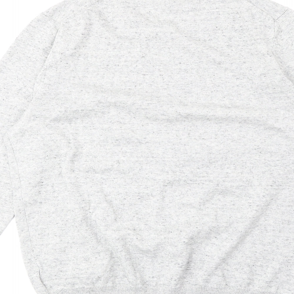 Marks and Spencer Mens Grey Round Neck Cotton Pullover Jumper Size S Long Sleeve