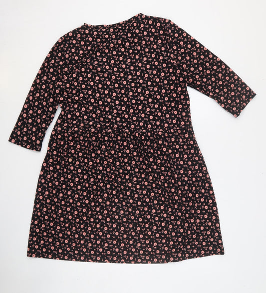 ESMARA Womens Black Floral Polyester Fit & Flare Size 12 Round Neck Pullover - Size 12-14