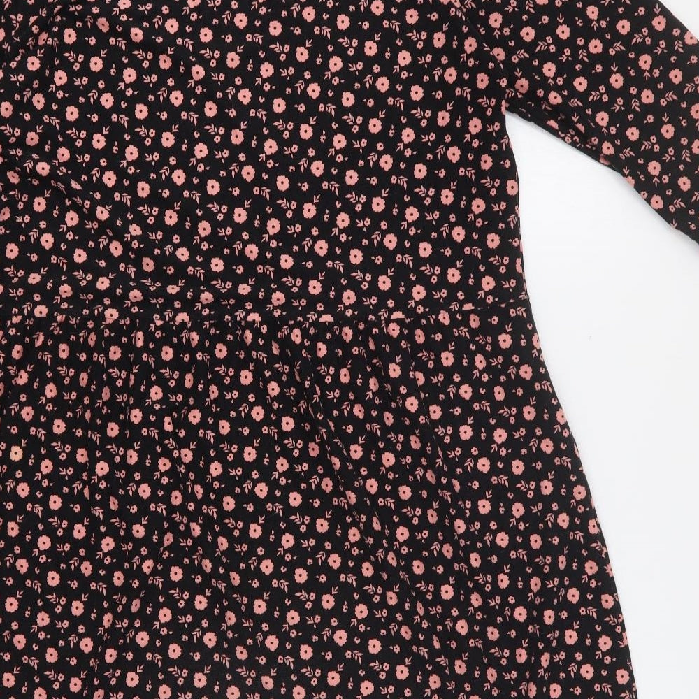 ESMARA Womens Black Floral Polyester Fit & Flare Size 12 Round Neck Pullover - Size 12-14