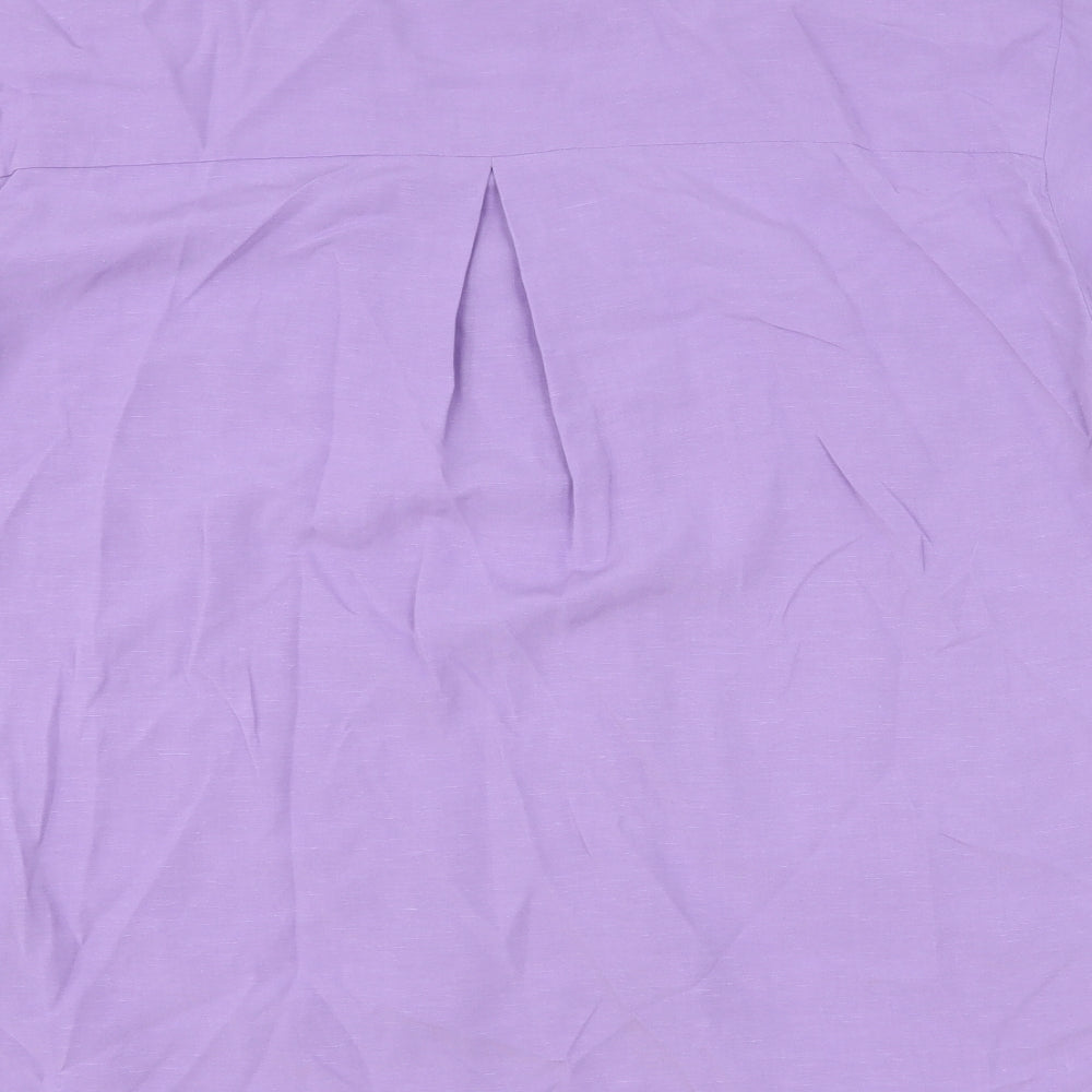 Autograph Womens Purple Viscose Basic Button-Up Size 6 V-Neck