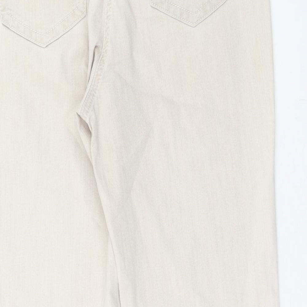 Gerry Weber Womens Beige Cotton Straight Jeans Size 12 Regular Zip