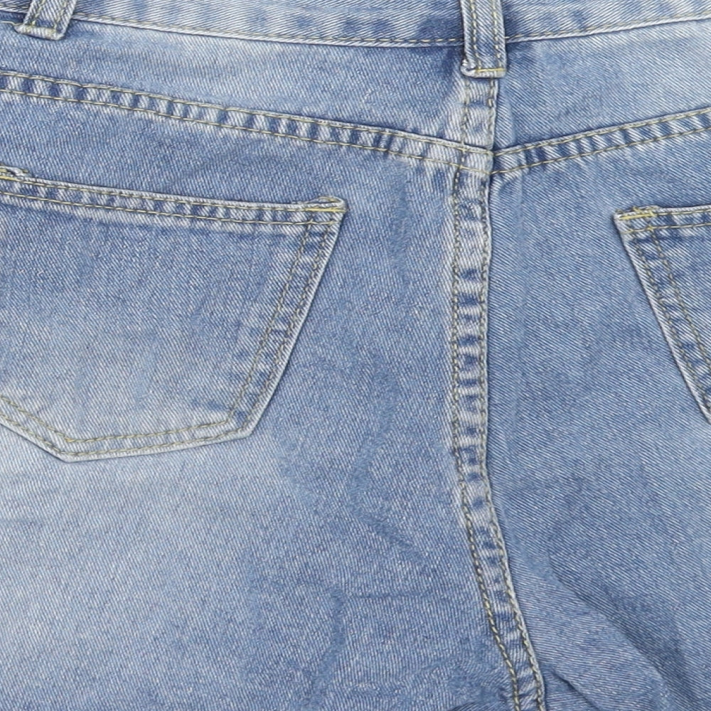 SheIn Womens Blue Cotton Cut-Off Shorts Size 30 in Regular Zip - Distressed