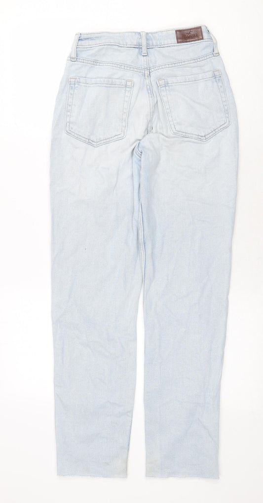 Hollister Womens Blue Cotton Straight Jeans Size 24 in Regular Zip