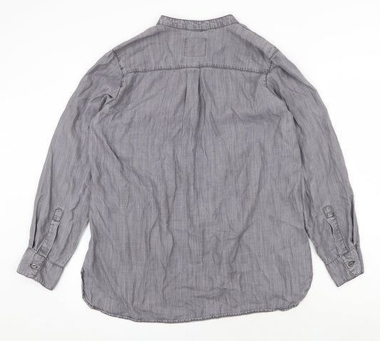 Denim & Co. Womens Grey Lyocell Basic Blouse Size 14 V-Neck