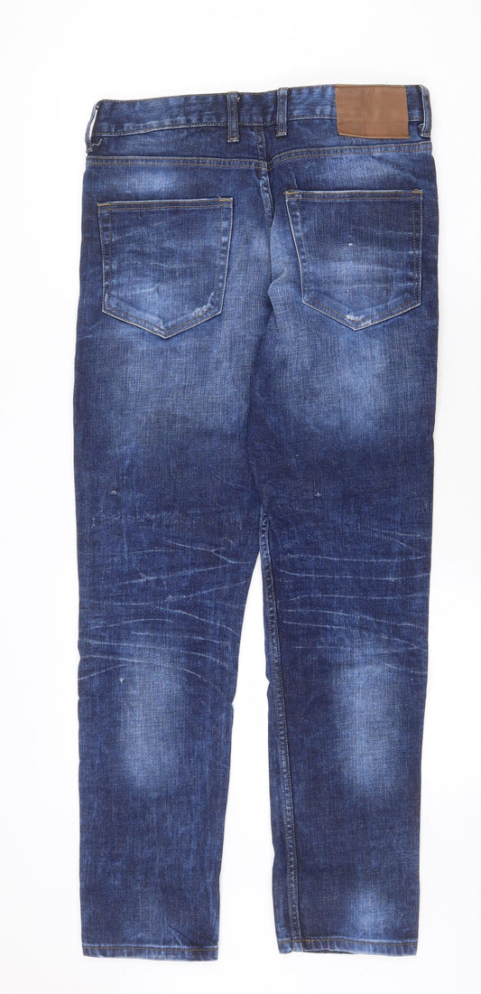 Union Wares Mens Blue Cotton Straight Jeans Size 32 in Regular Zip