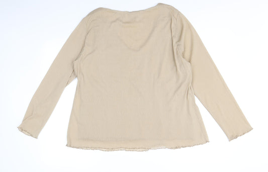 Bonmarché Womens Brown Polyester Basic T-Shirt Size XL V-Neck