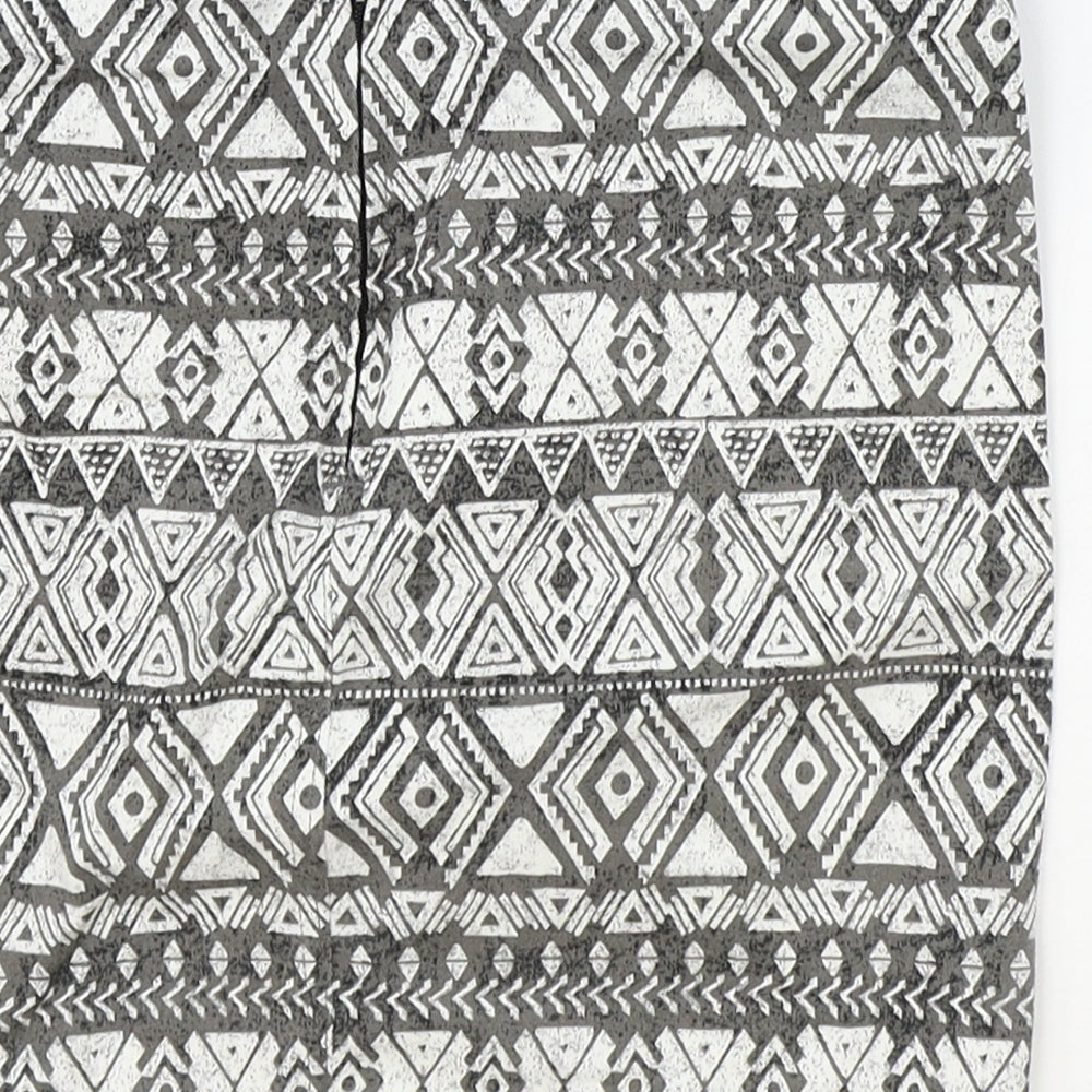 H&M Womens Grey Geometric Cotton Bandage Skirt Size 10 Zip
