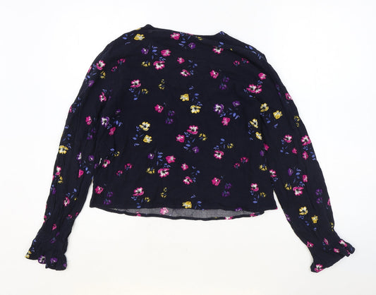 Womens UK Size S Mango Blue Basic Blouse