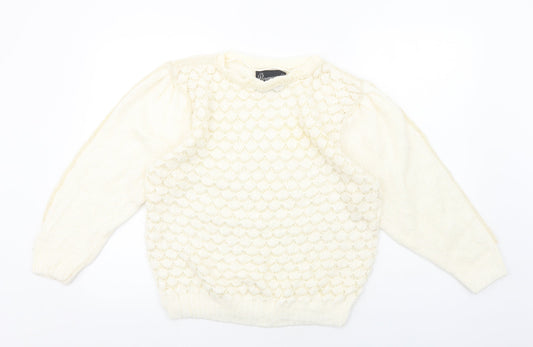 Paramour Womens White Round Neck Acrylic Pullover Jumper One Size