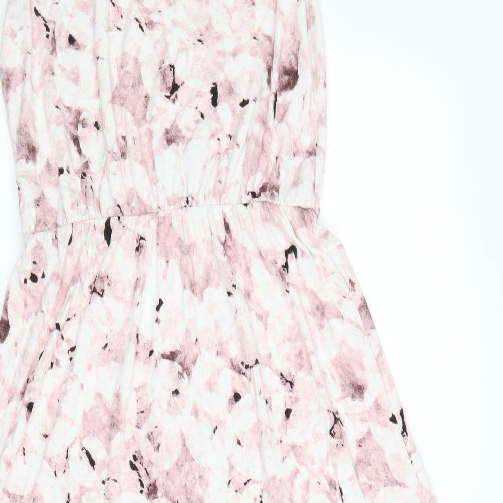 Cynthia Rowley Womens Pink Floral Viscose Fit & Flare Size S Scoop Neck Pullover