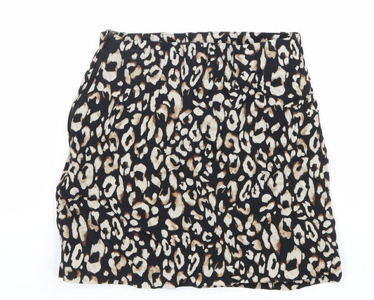 H&M Womens Brown Animal Print Polyester Straight & Pencil Skirt Size XS Zip - Leopard Pattern