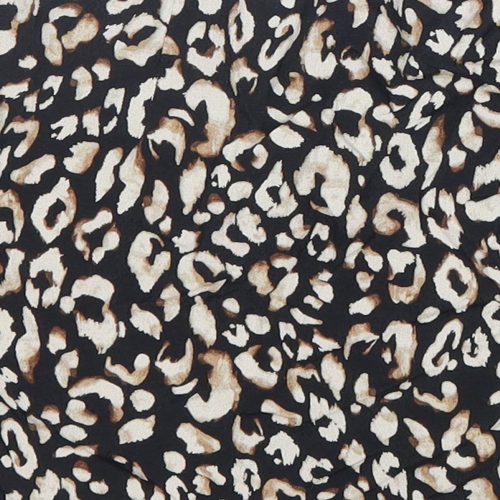 H&M Womens Brown Animal Print Polyester Straight & Pencil Skirt Size XS Zip - Leopard Pattern