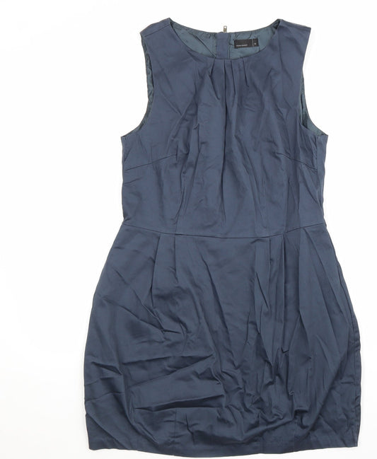 VERO MODA Womens Blue Cotton A-Line Size 12 Round Neck Zip
