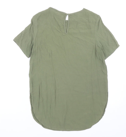 Womens UK Size 8 H&M Green Basic T-Shirt
