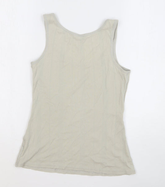 NEXT Womens Beige 100% Cotton Basic Tank Size 12 Round Neck