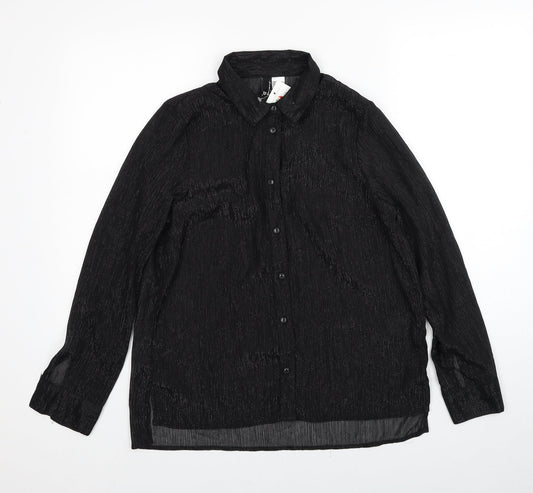 Womens UK Size 12 Divided by H&M Black Basic Button-Up