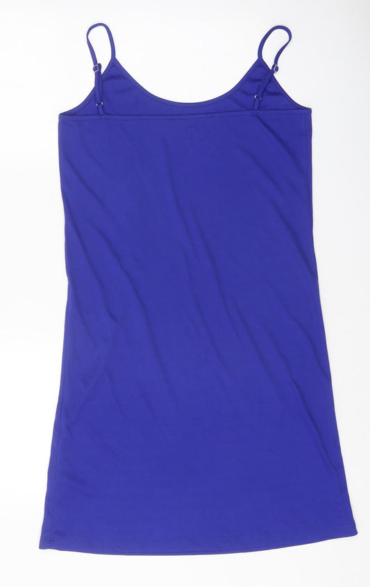 Peacocks Womens Blue Polyester Slip Dress Size 10 Scoop Neck Pullover