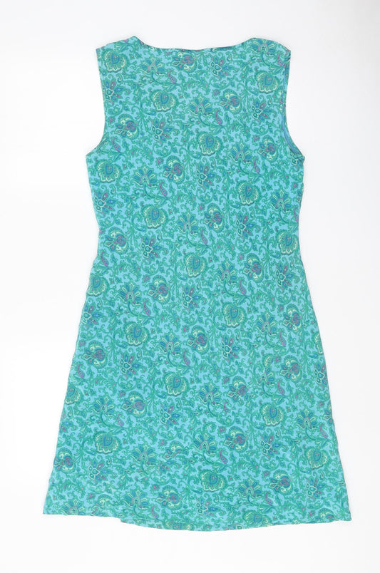 Monsoon Womens Green Floral Polyester A-Line One Size Scoop Neck Tie - Tie Neck Detail