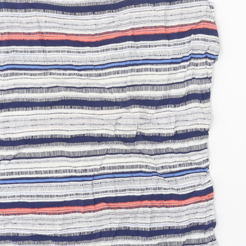 Primark Womens White Geometric Viscose Basic Blouse Size 8 Round Neck