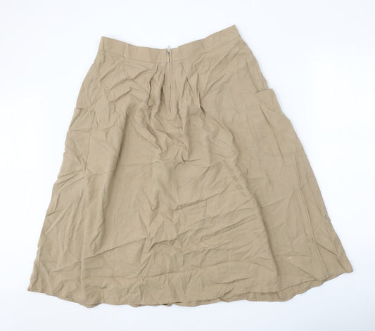 Marks and Spencer Womens Beige Lyocell Tulip Skirt Size 14 Zip