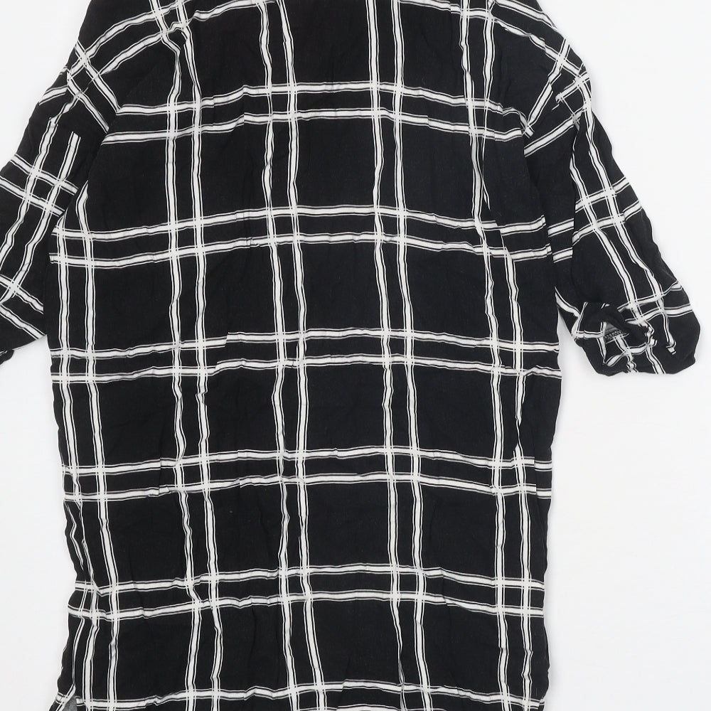 Atmosphere Womens Black Check Viscose Shirt Dress Size 8 Collared Button