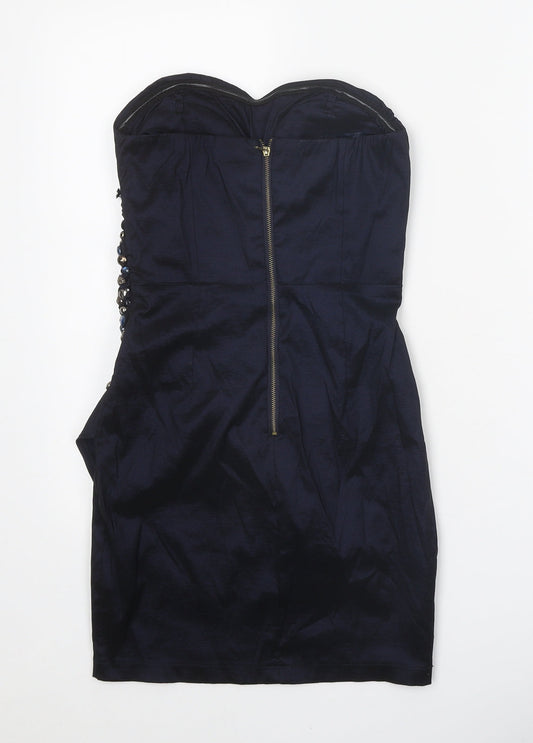 AX Paris Womens Black Polyester Bodycon Size 10 Sweetheart Zip