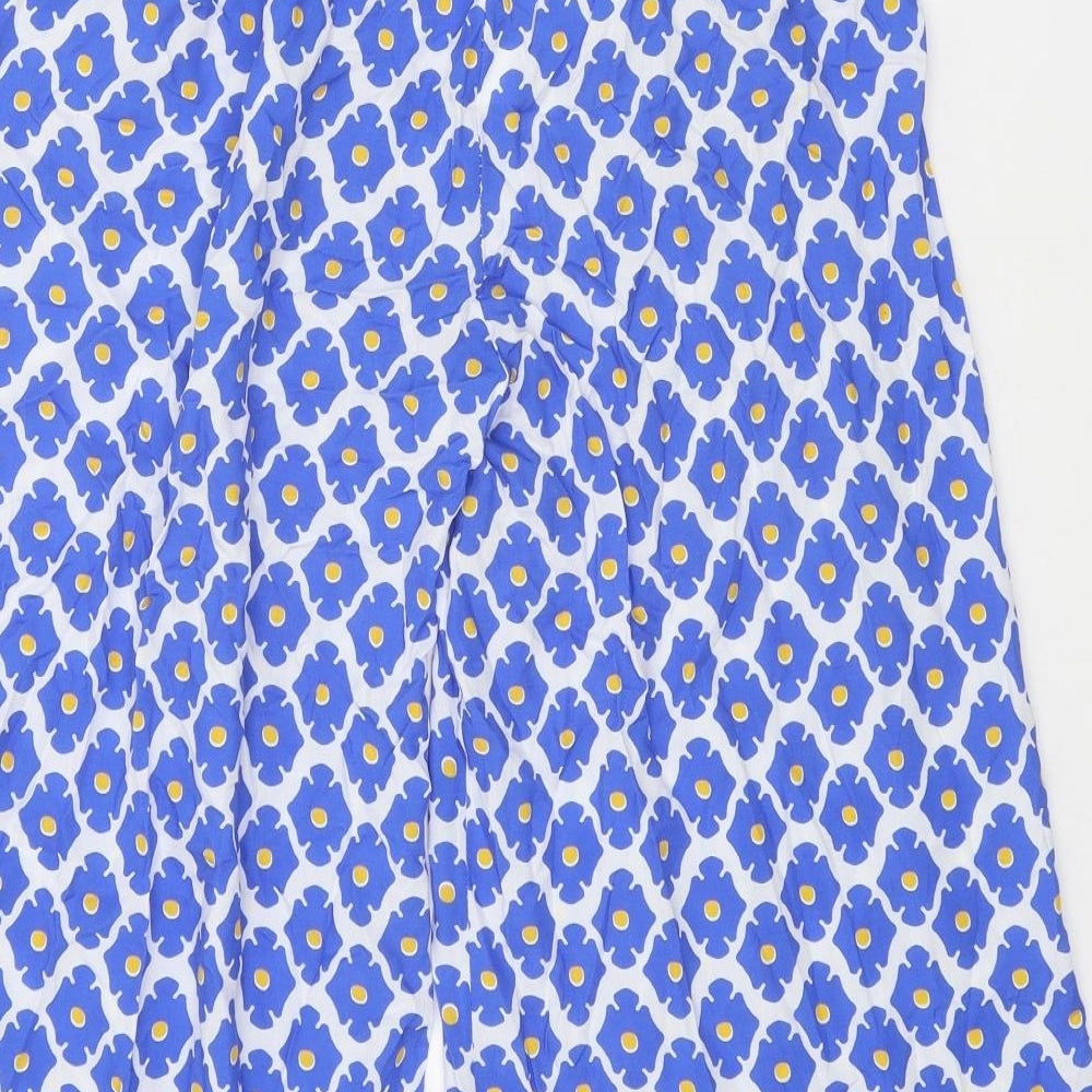 Cassolino Womens Blue Geometric Viscose Trousers Size 27 in Regular