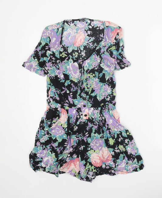 Womens UK Size 8 Warehouse One-Piece Black Playsuit