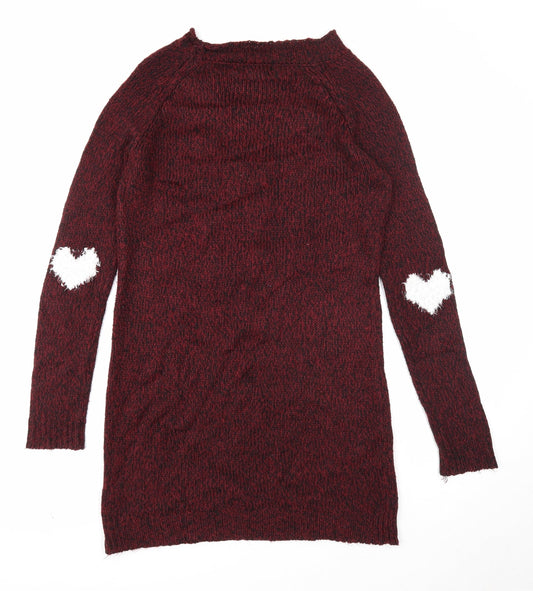 George Womens Purple Round Neck Acrylic Pullover Jumper Size 8 - Heart Print