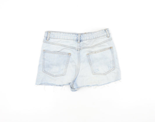 FOREVER 21 Womens Blue 100% Cotton Cut-Off Shorts Size 27 in Regular Zip - Distressed