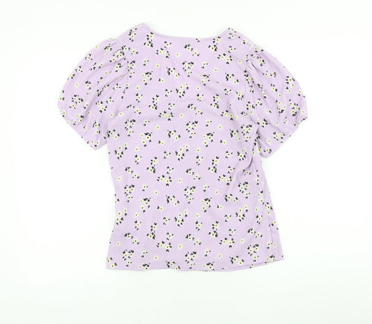 Womens UK Size 12 Papaya Purple Wrap T-Shirt
