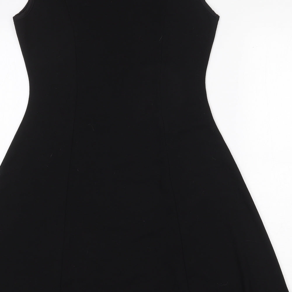 F&F Womens Black Polyester Trapeze & Swing Size 10 Round Neck Pullover