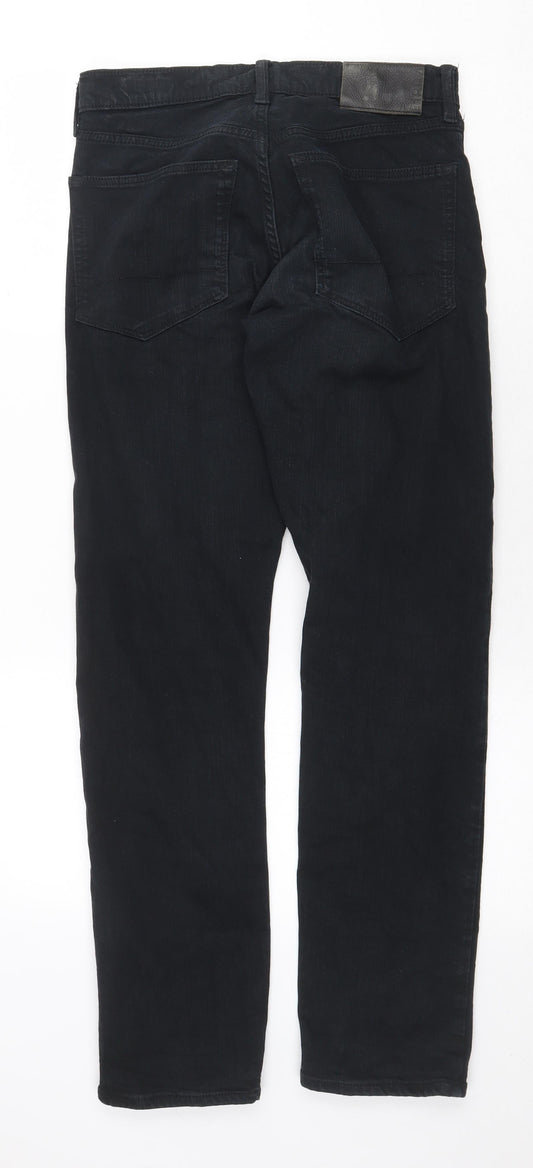 Marks and Spencer Mens Black Cotton Straight Jeans Size 30 in Regular Zip