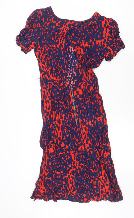 ASOS Womens Multicoloured Geometric Polyester A-Line Size 10 Boat Neck Zip