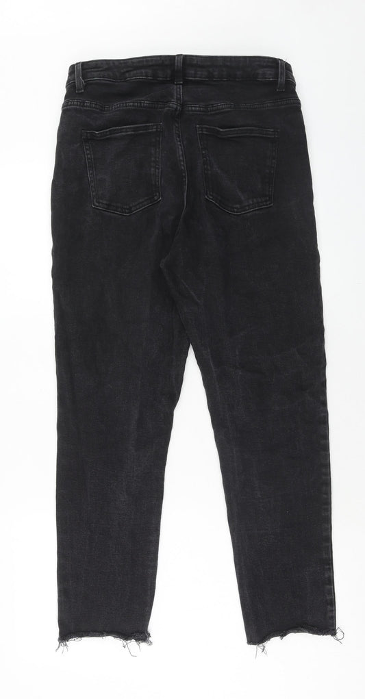 Denim & Co. Womens Black Cotton Straight Jeans Size 14 Regular Zip