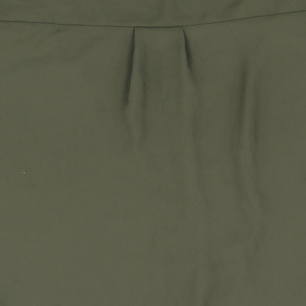 Boohoo Womens Green Polyester Basic Button-Up Size 14 V-Neck