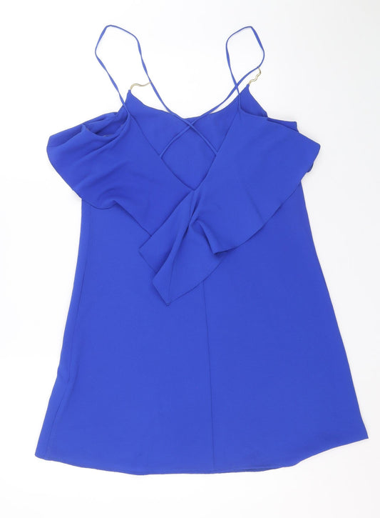 Atmosphere Womens Blue Polyester A-Line Size 8 Round Neck Pullover