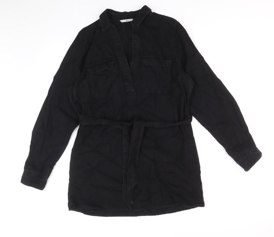 TU Womens Black Cotton A-Line Size 8 V-Neck Pullover