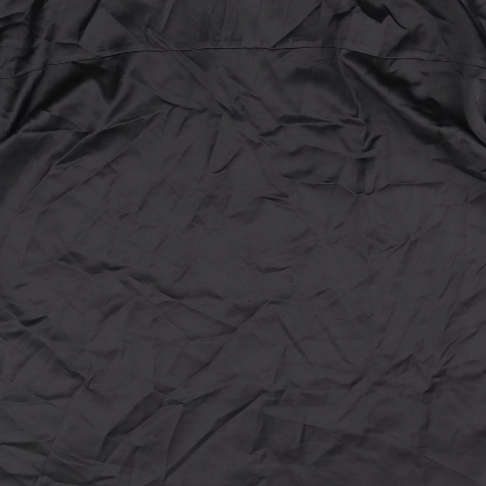 SheIn Womens Black Polyester Basic Button-Up Size L V-Neck