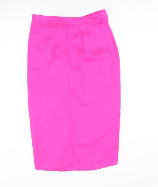 Miss Selfridge Womens Pink Polyester Straight & Pencil Skirt Size 6 Zip