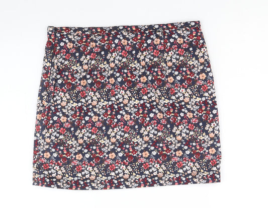 Hollister Womens Multicoloured Floral Cotton Bandage Skirt Size M Zip