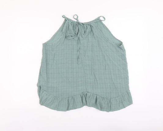 SheIn Womens Green Polyester Basic Tank Size L Boat Neck